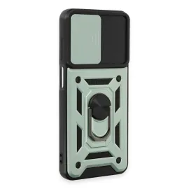 Newface Samsung Galaxy A14 4G Kılıf Pars Lens Yüzüklü Silikon - Yeşil