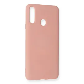 Newface Samsung Galaxy A20S Kılıf Nano Içi Kadife Silikon - Pudra