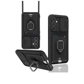 Newface Samsung Galaxy A56 Kılıf Zuma Kartvizitli Yüzüklü Silikon - Siyah