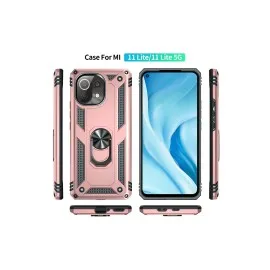 Newface Xiaomi Mi 11 Lite Kılıf Sofya Yüzüklü Silikon Kapak - Rose