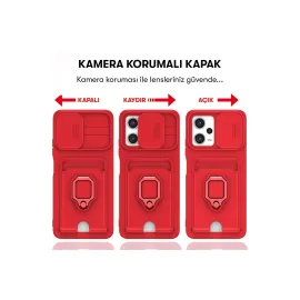 Newface Xiaomi Poco X5 5G Kılıf Zuma Kartvizitli Yüzüklü Silikon - Kırmızı