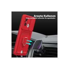 Newface Xiaomi Redmi 12C Kılıf Zuma Kartvizitli Yüzüklü Silikon - Lacivert