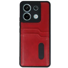 Newface Xiaomi Redmi Note 13 Pro 4G Kılıf Sara Kartvizitli Deri Kılıf - Kırmızı