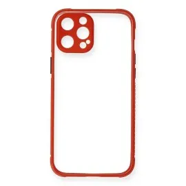 Newface Iphone 12 Kılıf Miami Şeffaf Silikon - Kırmızı