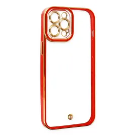 Newface Iphone 12 Pro Kılıf Liva Lens Silikon - Kırmızı