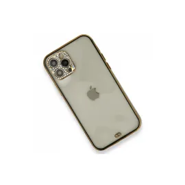 Newface Iphone 12 Pro Kılıf Liva Taşlı Silikon - Siyah