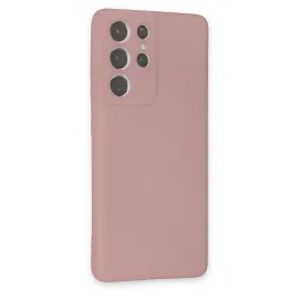 Newface Samsung Galaxy S21 Ultra Kılıf Nano Içi Kadife Silikon - Pudra