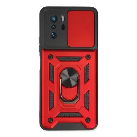 Newface Xiaomi Poco X3 Gt Kılıf Pars Lens Yüzüklü Silikon - Kırmızı