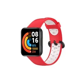 Newface Xiaomi Redmi Watch 2 Spor Delikli Kordon - Kırmızı-Beyaz