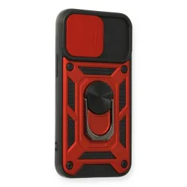 Newface Iphone 12 Mini Kılıf Pars Lens Yüzüklü Silikon - Kırmızı
