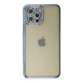 Newface Iphone 12 Pro Kılıf Joke Taşlı Silikon - Mavi