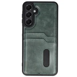 Newface Samsung Galaxy A25 5G Kılıf Sara Kartvizitli Deri Kılıf - Koyu Yeşil