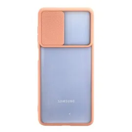 Newface Samsung Galaxy M52 5G Kılıf Palm Buzlu Kamera Sürgülü Silikon - Pembe