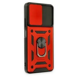 Newface Xiaomi Poco M4 Pro 5G Kılıf Pars Lens Yüzüklü Silikon - Kırmızı