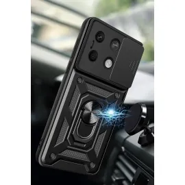 Newface Xiaomi Poco X6 Pro Kılıf Pars Lens Yüzüklü Silikon - Yeşil