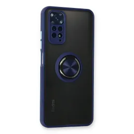 Newface Xiaomi Redmi Note 11 Kılıf Montreal Yüzüklü Silikon Kapak - Lacivert