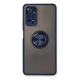 Newface Xiaomi Redmi Note 11 Pro Kılıf Montreal Yüzüklü Silikon Kapak - Lacivert