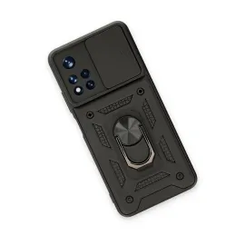 Newface Xiaomi Redmi Note 11T Kılıf Pars Lens Yüzüklü Silikon - Siyah