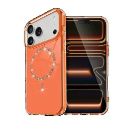 Newface Apple Iphone 17 Pro Live Diamond Magsafe Kapak - Turuncu