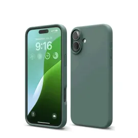 Newface Iphone 16 Kılıf Nano Içi Kadife Silikon - Koyu Yeşil