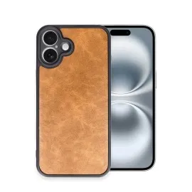 Newface Iphone 16 Plus Kılıf Aras Deri Kapak - Taba