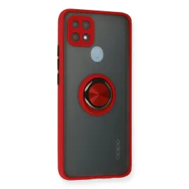 Newface Oppo A15 Kılıf Montreal Yüzüklü Silikon Kapak - Kırmızı