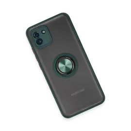 Newface Samsung Galaxy A03 Kılıf Montreal Yüzüklü Silikon Kapak - Yeşil