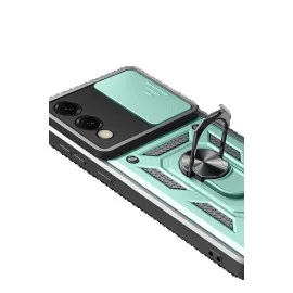 Newface Samsung Galaxy S25 Edge Pars Lens Yüzüklü Silikon - Yeşil