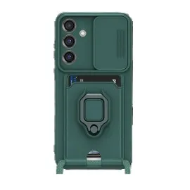 Newface Samsung Galaxy S25 Plus Kılıf Zuma Kartvizitli Yüzüklü Silikon - Yeşil