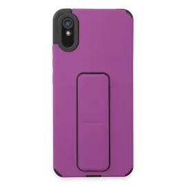 Newface Xiaomi Redmi 9A Kılıf Mega Standlı Silikon - Mor