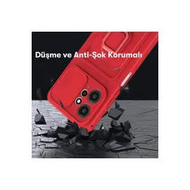 Newface Xiaomi Redmi Note 12 4G Kılıf Zuma Kartvizitli Yüzüklü Silikon - Kırmızı