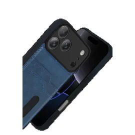 Newface Apple Iphone 17 Pro Sara Kartvizitli Deri Kılıf - Lacivert