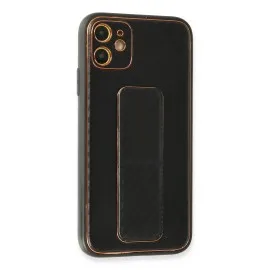 Newface Iphone 12 Kılıf Coco Karbon Standlı Kapak - Siyah