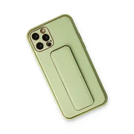 Newface Iphone 12 Pro Kılıf Coco Deri Standlı Kapak - Su Yeşili