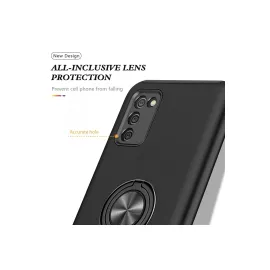 Newface Samsung Galaxy A02S Kılıf Elit Yüzüklü Kapak - Siyah