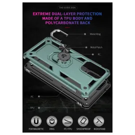 Newface Samsung Galaxy A02S Kılıf Sofya Yüzüklü Silikon Kapak - Yeşil