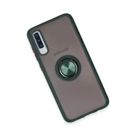 Newface Samsung Galaxy A70 Kılıf Montreal Yüzüklü Silikon Kapak - Yeşil