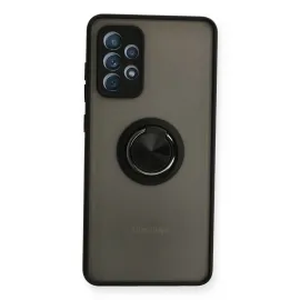 Newface Samsung Galaxy A72 Kılıf Montreal Yüzüklü Silikon Kapak - Siyah