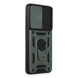 Newface Samsung Galaxy S21 Fe Kılıf Pars Lens Yüzüklü Silikon - Yeşil