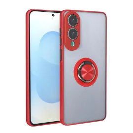 Newface Samsung Galaxy S25 Edge Kılıf Montreal Yüzüklü Silikon Kapak - Kırmızı