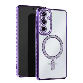 Newface Samsung Galaxy S25 Plus Kılıf Joke Simli Magneticsafe Kılıf - Derin Mor