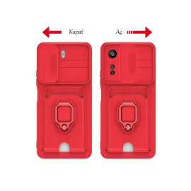 Newface Xiaomi Redmi 13C Kılıf Zuma Kartvizitli Yüzüklü Silikon - Yeşil