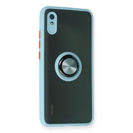 Newface Xiaomi Redmi 9A Kılıf Montreal Yüzüklü Silikon Kapak - Buz Mavi