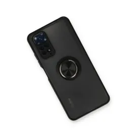 Newface Xiaomi Redmi Note 11 Kılıf Montreal Yüzüklü Silikon Kapak - Siyah