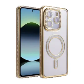 Newface Xiaomi Redmi Note 14 4G Joke Simli Magneticsafe Kılıf - Gold