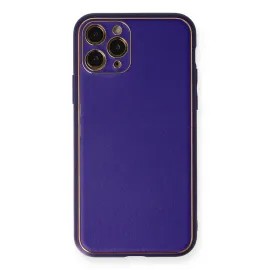 Newface Iphone 11 Pro Kılıf Coco Deri Silikon Kapak - Mor