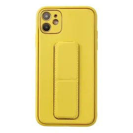 Newface Iphone 12 Kılıf Coco Deri Standlı Kapak - Sarı