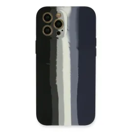 Newface Iphone 12 Pro Kılıf Ebruli Lansman Silikon - Siyah-Lacivert