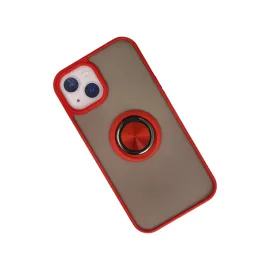 Newface Iphone 13 Kılıf Montreal Yüzüklü Silikon Kapak - Kırmızı