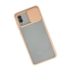 Newface Samsung Galaxy A02 Kılıf Palm Buzlu Kamera Sürgülü Silikon - Pembe